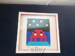 Invader Space one Red Signed limited edition framed Collection Only