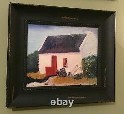 Ireland, Thatched Roof Cottage 8x10, Oil Painting Canvas Frame, Irish