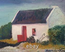 Ireland, Thatched Roof Cottage 8x10, Oil Painting Canvas Frame, Irish