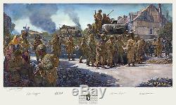 James Dietz Print Signed by Band of Brothers, 2nd AD, & 3rd AD WWII D-day Vets