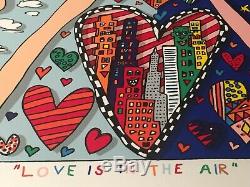 James Rizzi original Werk LOVE IS IN THE AIR, handsigniert, gerahmt, Zertifikat