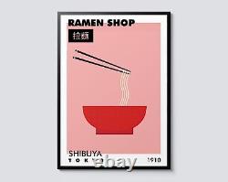 Japanese Ramen Noodle Shop Print, Shibuya Tokyo Minimalist Wall Art, Food &