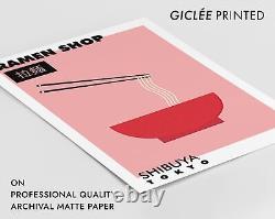 Japanese Ramen Noodle Shop Print, Shibuya Tokyo Minimalist Wall Art, Food &