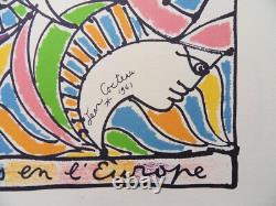 Jean Cocteau Europe So many different opinions, Signed Lithograph, 1961