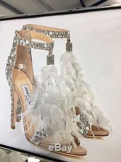 Jimmy Choo Feather Shoe Silver Mirror Frame 60cm Picture Decor 3D Wall Art