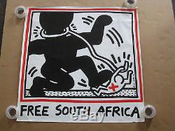 KEITH HARING 1985 FREE SOUTH AFRICA anti apartheid vintage poster 48x48