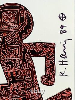 KEITH HARING Vintage 11x14 Matted Print FRAME READY Hand Signed Signature