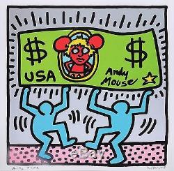 Keith Haring Andy Warhol Andy Mouse III 1986 Dual Signed Screenprint Rare