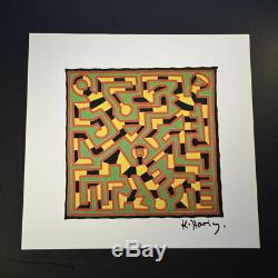 Keith Haring, No title (red, green, yellow and black colors). Hand Signed, COA