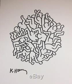 Keith Haring Original Hand Drawn & Signed Party Of Life Ink On Paper