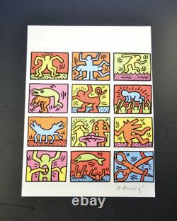 Keith Haring, Untitled (12 Famous Pictures). Hand SIgned by Haring, with COA