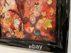 Kerry Darlington Hand Embelished Print. Fairy Tree, Red Acrylic, Black High Glos