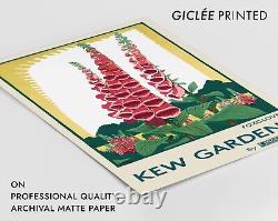 Kew Gardens Foxgloves Vintage Illustration, Orange Green Floral Poster, London