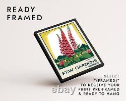 Kew Gardens Foxgloves Vintage Illustration, Orange Green Floral Poster, London