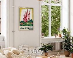 Kew Gardens Foxgloves Vintage Illustration, Orange Green Floral Poster, London