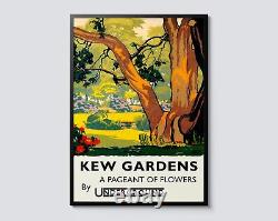 Kew Gardens London Underground Vintage Illustration, Green Park Floral Wall Art