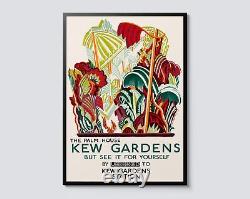 Kew Gardens Palm House Portrait Print, Vintage Illustration Wall Art, Floral
