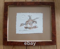 King Kuka (1947-2003) embossed signed lithograph of blackfoot Indian on horse