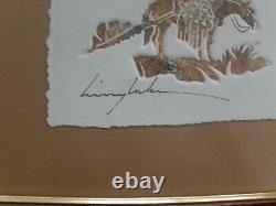 King Kuka (1947-2003) embossed signed lithograph of blackfoot Indian on horse