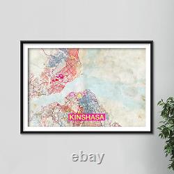 Kinshasa (Congo) Artistic Modern Map Photo Poster Art Print Gift