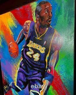 Kobe Bryant LA Lakers Artist Signed 30 x 40 Canvas Giclée Painting