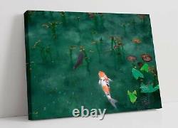 Koi Pond 1 Canvas Wall Art Float Effect/frame/picture/poster Print- Turquoise