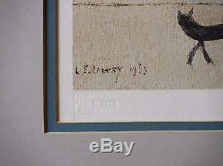 L S Lowry signed limited edition print Three Men and a Cat