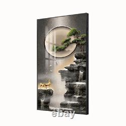 LED Waterflow with Deer Wall Art Frame 50100cm Home, Office, Hotel Décor