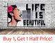 Life Is Beautiful Canvas Wall Art Print Banksy Street Artwork Picture