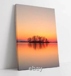 Lake Sunset Canvas Wall Art Float Effect/frame/picture/poster Print- Grey Yellow