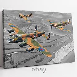 Lancaster Spitfire Hurricane BATTLE OF BRITAIN Canvas Print Wall Art Picture