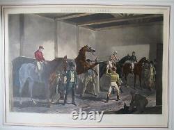 Large Antique Aquatint 1846 Fore's Stable Scene J Harris After J. F. Herring