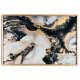 Large Marble Effect Black And Gold Glass Art Image In Gold Frame Free Delivery