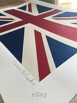Large size Peter Blake Union Flag signed (+Banksy, Hirst kaws emin perry pic)