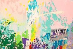 LeRoy Neiman New York Marathon Skyline Painting Art Large Artwork Signed