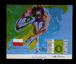 LeRoy Neiman Poland Athlete Signed Print Mounted and Framed