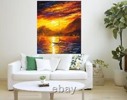 Leonid Afremov (NEW) SUNSET ABOVE THE HILLPainting Canvas Wall Art Picture Print