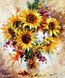 Leonid Afremov Sunflowers A4, A3, A2, A1, A0 /canvas Framed Finished Art Home Decor