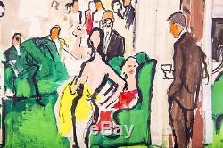 Leroy Neiman Original Authentic Water Color Painting Hotel Party