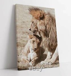 Lion & Lioness Large Canvas Wall Art Float Effect/frame/picture/poster Print