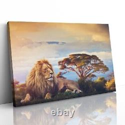 Lion near Mount Kilimanjaro Canvas Print Picture Framed Wall Art Poster Paper
