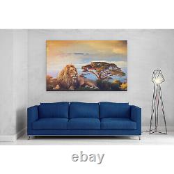 Lion near Mount Kilimanjaro Canvas Print Picture Framed Wall Art Poster Paper