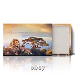 Lion near Mount Kilimanjaro Canvas Print Picture Framed Wall Art Poster Paper