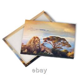 Lion near Mount Kilimanjaro Canvas Print Picture Framed Wall Art Poster Paper