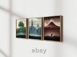 Lord of the rings Canvas / Framed / Art Prints Set of 3 Vintage Trilogy LotR