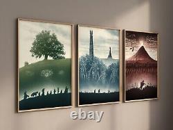 Lord of the rings Canvas / Framed / Art Prints Set of 3 Vintage Trilogy LotR