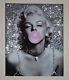 Marilyn Monroe Bubblegum Silver Glitter / Crystals Canvas Personalised Print
