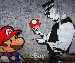 MASSIVE Graffiti Street Art Banksy Mario Brother Police Print Large Canvas