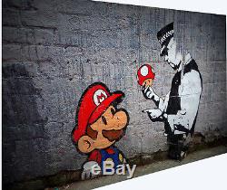 MASSIVE Graffiti Street Art Banksy Mario Brother Police Print Large Canvas