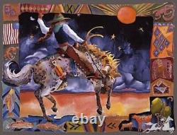 Maggie and Nightstorm by Nancy Cawdrey Western Cowgirl Riding Bucking Horse